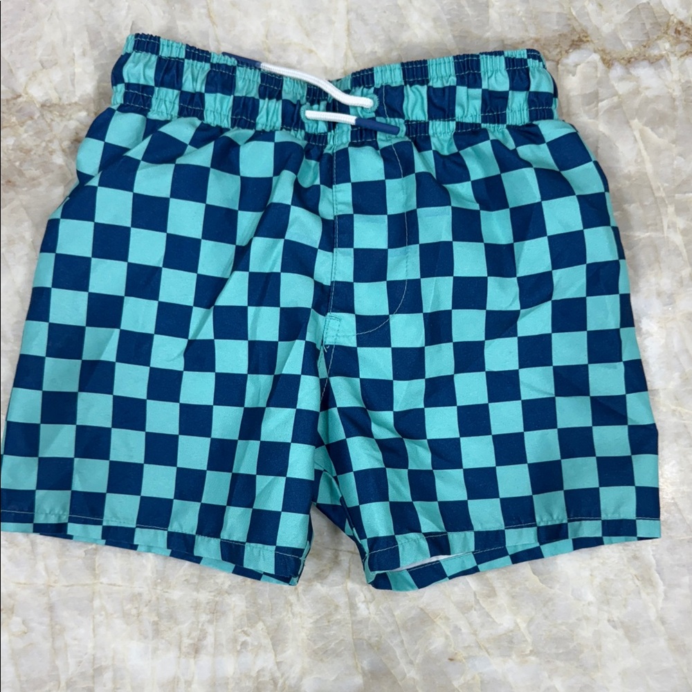 Cat & Jack Blue Checkered Swim Trunks